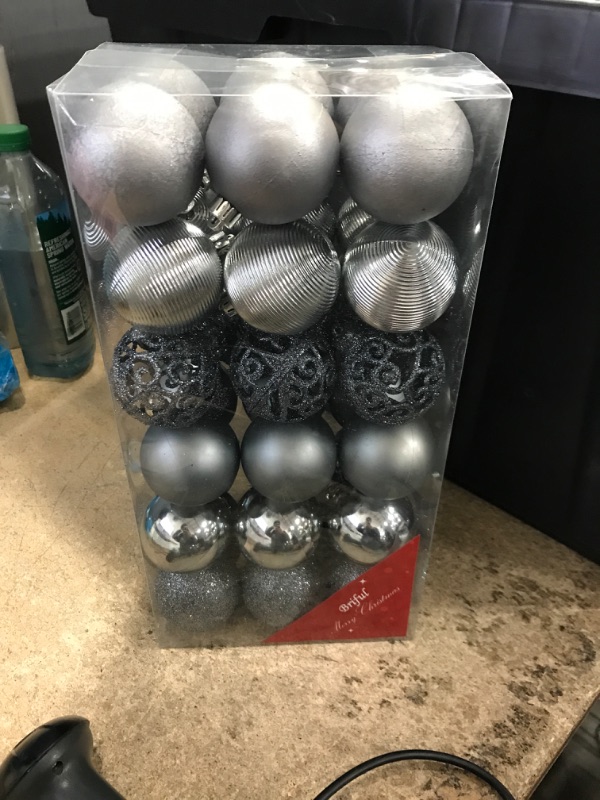 Photo 2 of 2.36" Christmas Ball Ornaments Grey Blue 36 Pcs Shatterproof Christmas Ornaments Balls Christmas Tree Decorations Xmas Hanging Set for Wedding Holiday Party Home Decor Dusty-blue 2.36"/36pcs