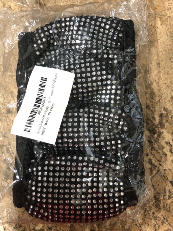 Photo 1 of Crystal Diamond Steering Wheel Sparkle Bling Crystal Rhinestones for Women Car SUV Pickup Breathable Anti-Skid Steering Wheel Protector Present (for 14.2”-15.3” inches White diamond