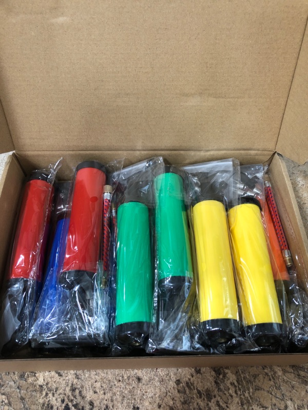 Photo 2 of 12 Sets Ball Pump Kits Portable Hand Air Ball Pump for Sports Balls Handheld Ball Inflator Pump with Needle Nozzle Extension Hose for Basketball Football Soccer Volleyball Water Balloon, 6 Colors