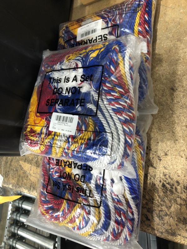 Photo 2 of 20 Pcs Graduation Cords Graduation Tassel Honor Cords 2023 Graduation Braided Polyester Yarn Honor Cord Handfasting Cord for Graduation Students (Blue, Gold, Red, White, Blue and red White) Blue,white,gold,red-- 3 ITEMS 