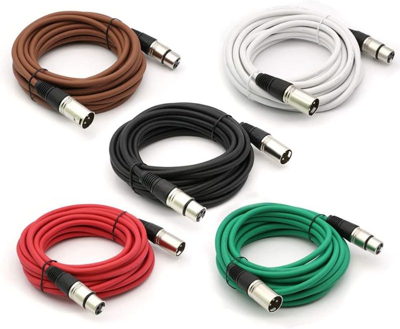 Photo 1 of DREMAKE XLR to XLR Mic Cable 20FT, Balanced XLR Patch Cable 3-Pin XLR Male to 3-Pin XLR Female Multi-Coloured Microphone Cable Snake Audio Cord for Patch Bays, Preamps, Stage Lighting - 5 Pac