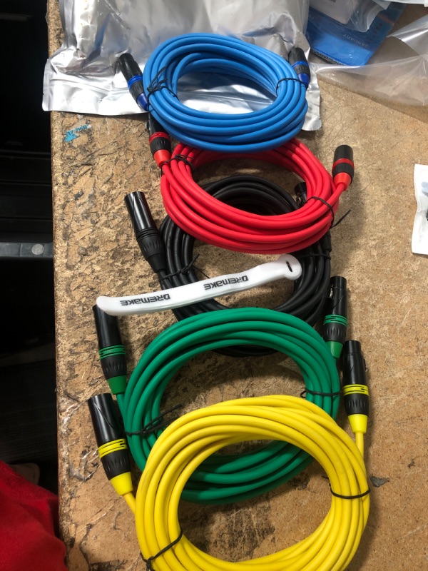 Photo 2 of DREMAKE XLR to XLR Mic Cable 20FT, Balanced XLR Patch Cable 3-Pin XLR Male to 3-Pin XLR Female Multi-Coloured Microphone Cable Snake Audio Cord for Patch Bays, Preamps, Stage Lighting - 5 Pac