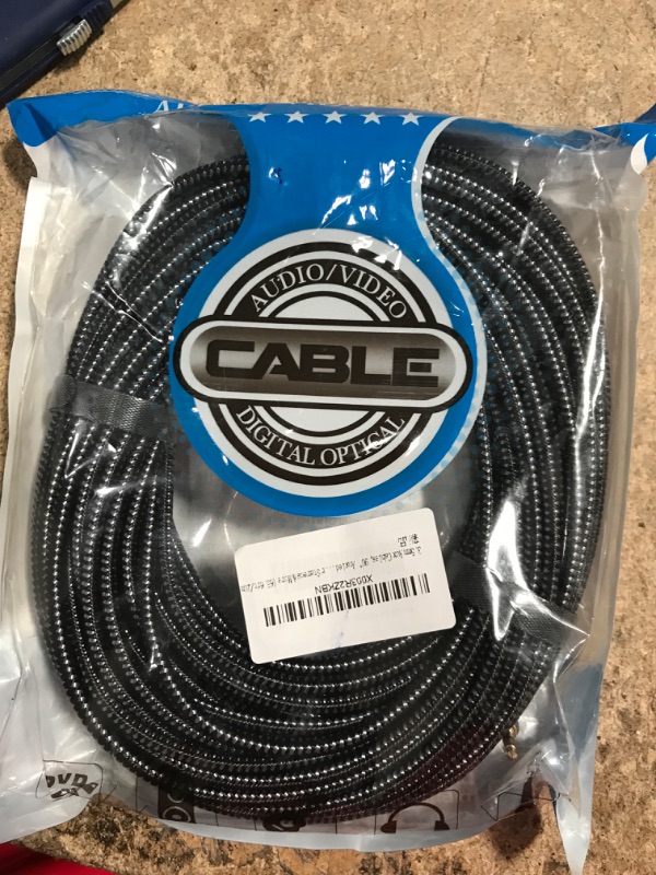 Photo 2 of 3.5mm Aux Cables, 90°Angled Aux Cord[Hi-Fi Sound, Nylon Braided] Male to Male Stereo Audio Cables Compatible with iPhone, iPad, Smartphones, MP3 Home/Car Stereos & More (65.6ft/20m)