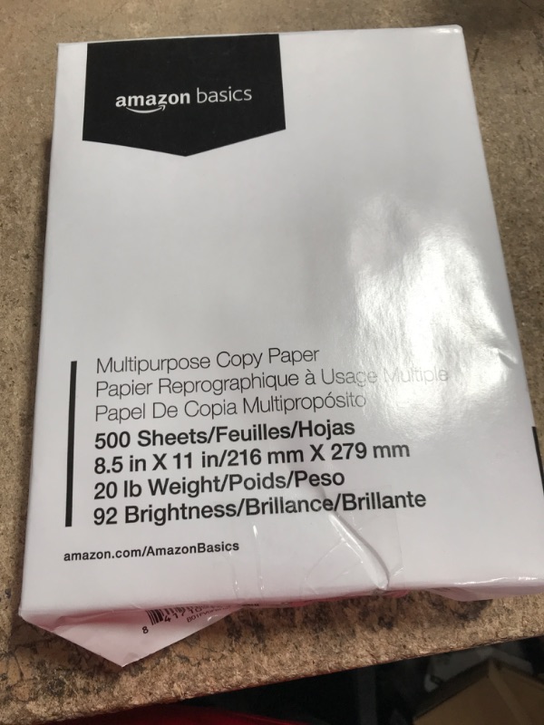 Photo 2 of Amazon Basics Multipurpose Copy Printer Paper, 8.5 x 11 Inch 20Lb Paper - 1 Ream (500 Sheets), 92 GE Bright White 1 Ream | 500 Sheets Multipurpose (8.5x11) Paper