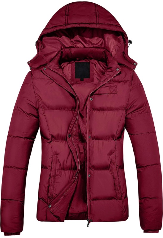 Photo 1 of Garemcy Womens Winter Hooded Coat Thicken Puffer Jacket Warm Bubble Coat with Removable Hood