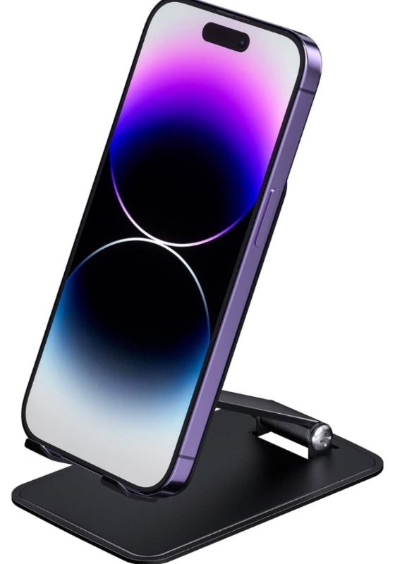 Photo 2 of Allozio Cell Phone Stand for Desk, Adjustable Foldable Phone Holder Suitable for Mobile Phones/Tablets Within 4-13 Inches, Applicable to Home, Office, Live Broadcast, Game, Movie and Drama Watching