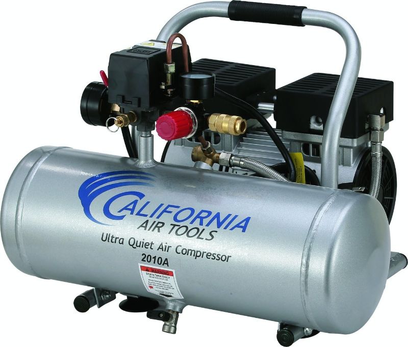 Photo 1 of California Air Tools 2010A Ultra Quiet and Oil-Free 1.0 HP 2.0-Gallon Aluminum Tank Air Compressor,Silver
