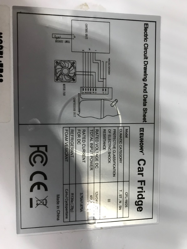 Photo 6 of **MINOR WEAR & TEAR, UNABLE TO TEST**E EUHOMY 12 Volt RV Refrigerator 17QT(16 Liter)?Car Refrigerator Portable Freezer with 110-240V AC & 12/24V DC,12 Volt Refrigerator Fridge Cooler For Car, Van,RV, Fishing, Camping, Travel. 17 QT