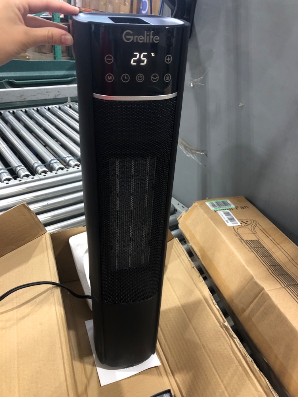 Photo 2 of 26" Space Heater for Indoor Use, Grelife 1500W PTC Fast Heating Oscillating Ceramic Heater with Thermostat, Remote, Overheat&Tip-Over Protection, 12H Timer, Portable Electric Heater for Bedroom Office