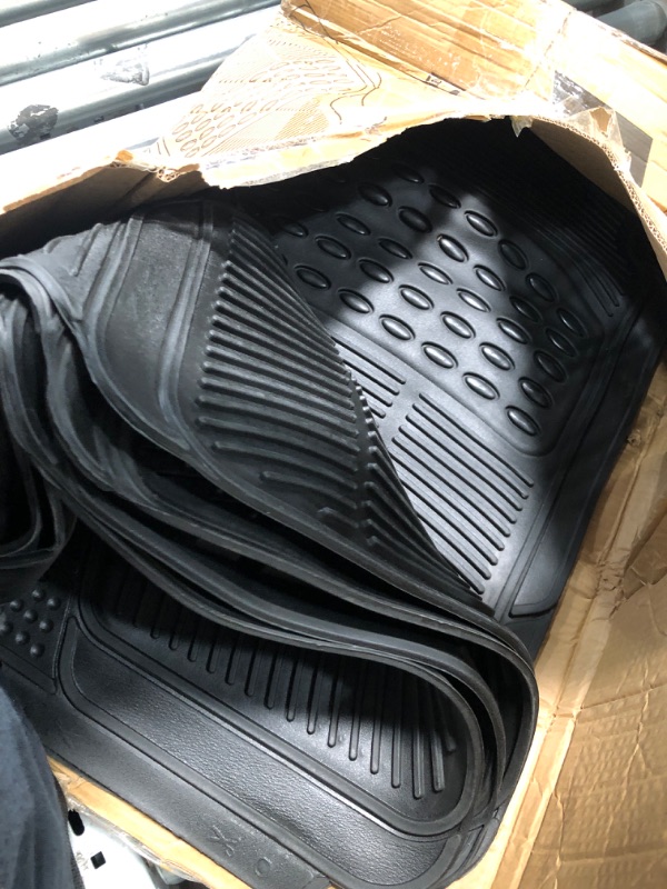 Photo 3 of BDK 3-Row ProLiner Original Heavy Duty 4pc Front & Rear Rubber Floor Mats for Car SUV Van (Fits 3rd Row Vehicles) - All Weather Protection Universal Fit (Black)