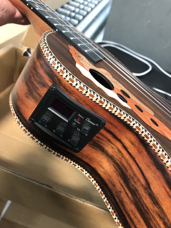 Photo 1 of 26 inch Caramel CT904 Ebony Tenor LCD color display Electric Professional Player Beginners Ukulele Uke Kit Bundle Padded Gig bag Strings,Strap Ebony Electric Tenor