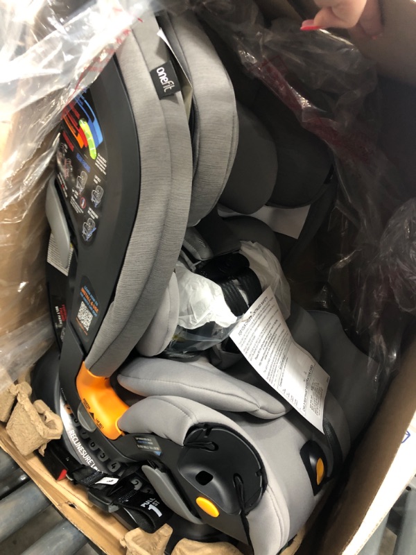 Photo 1 of Chicco OneFit ClearTex Slim All-in-One Car Seat, Rear-Facing Seat for Infants 5-40 lbs., Forward-Facing Car Seat 25-65 lbs., Booster 40-100 lbs., Convertible Car Seat | Drift/Grey
