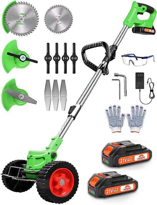 Photo 1 of Electric Weed Eater, Foldable Cordless Weed Wacker Battery Powered, 3-in-1 Lightweight String Trimmer/Edger Lawn Tool/Brush Cutter with Adjustable Length & 3 Types Blades, for Garden and Yard