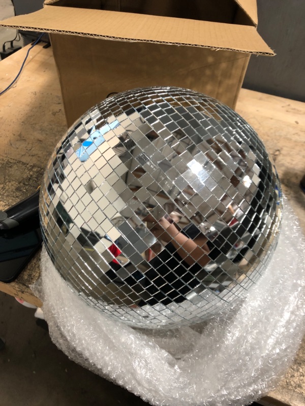 Photo 2 of 12" Disco Ball Mirror Ball Disco Party Decoration Stage Light Dj Light Effect Home Business Christmas Display Decoration Silver