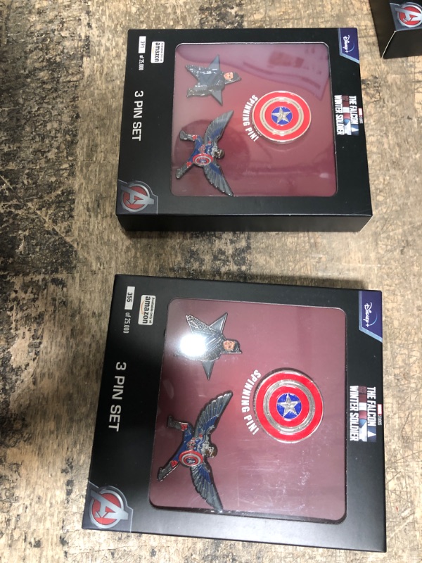 Photo 3 of 2-Marvel Studios: The Falcon and The Winter Soldier Metal based and Enamel 3 Lapel Pin Set with 16cm Officially Licensed Circular Window Box. (Amazon Exclusive)