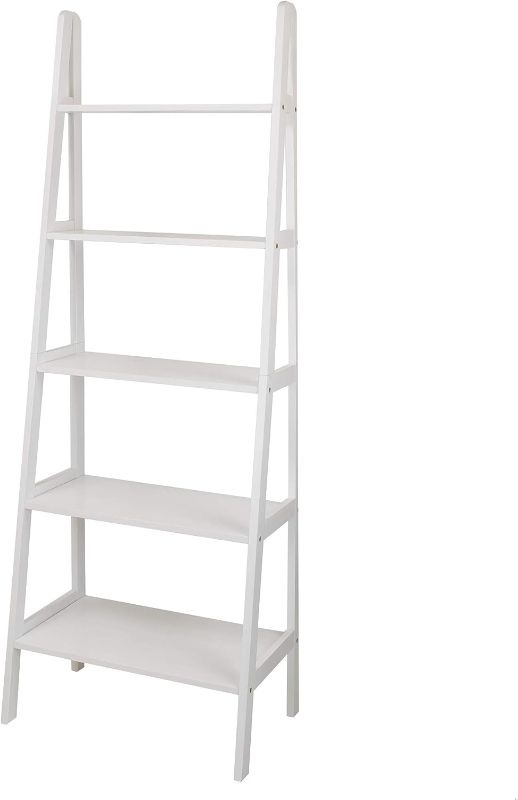 Photo 1 of **MISSING INSTRUCTIONS POSSIBLE HARDWARE Casual Home 5-Shelf Ladder Bookcase, Warm Brown WHITE Ladder Bookcase