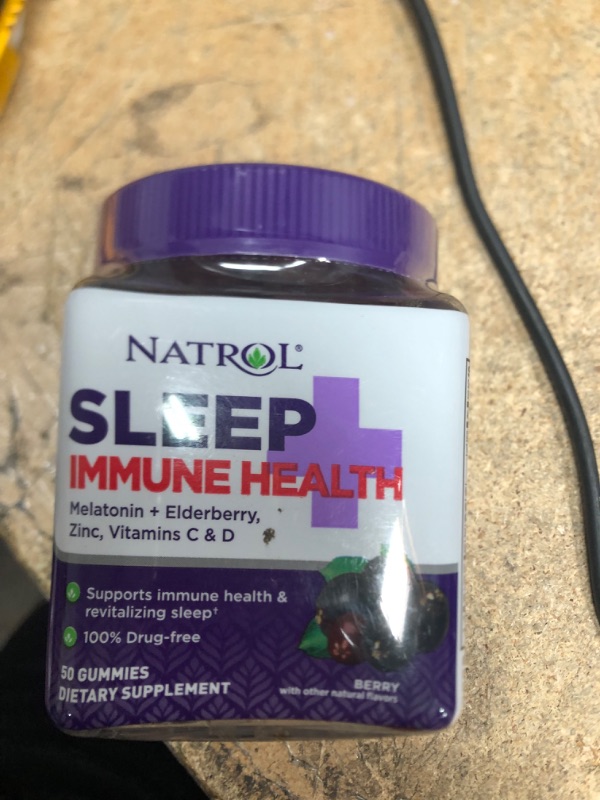 Photo 2 of 9/23/23, Natrol Sleep+ Immune Health Gummy, Sleep Aid & Immunity Support, Elderberry, Vitamins C, D and Zinc, Drug Free, 50 Berry Flavored Gummies Sleep+ Immune Health 25.0 Servings (Pack of 1)