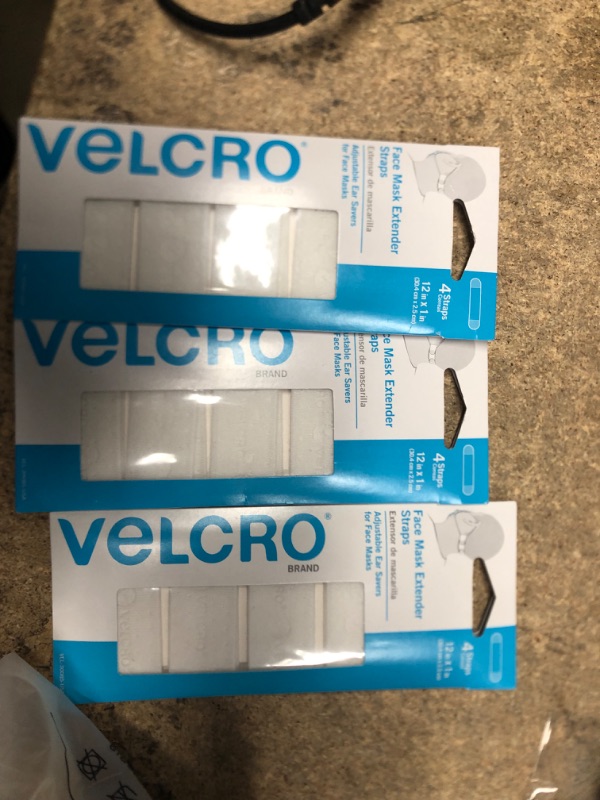 Photo 2 of ( pack of 3) VELCRO Brand Face Mask Extender Straps 4pk Light Blue, 12” x 1” Comfortable and Adjustable Ear Savers, VEL-30692-USA 