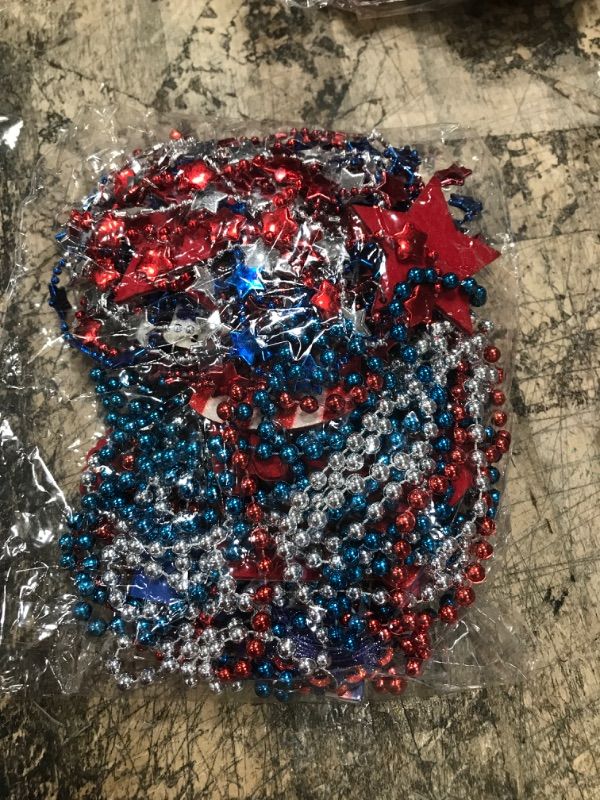 Photo 2 of ALLCOLOR 4th of July Patriotic Party Favor Necklaces, 20 PCS Red White Blue Star Bead Necklaces with Pendants for 4th/Fourth of July Party Supplies, Parade Decorations,Independence Day Accessorie 20PCS Necklaces