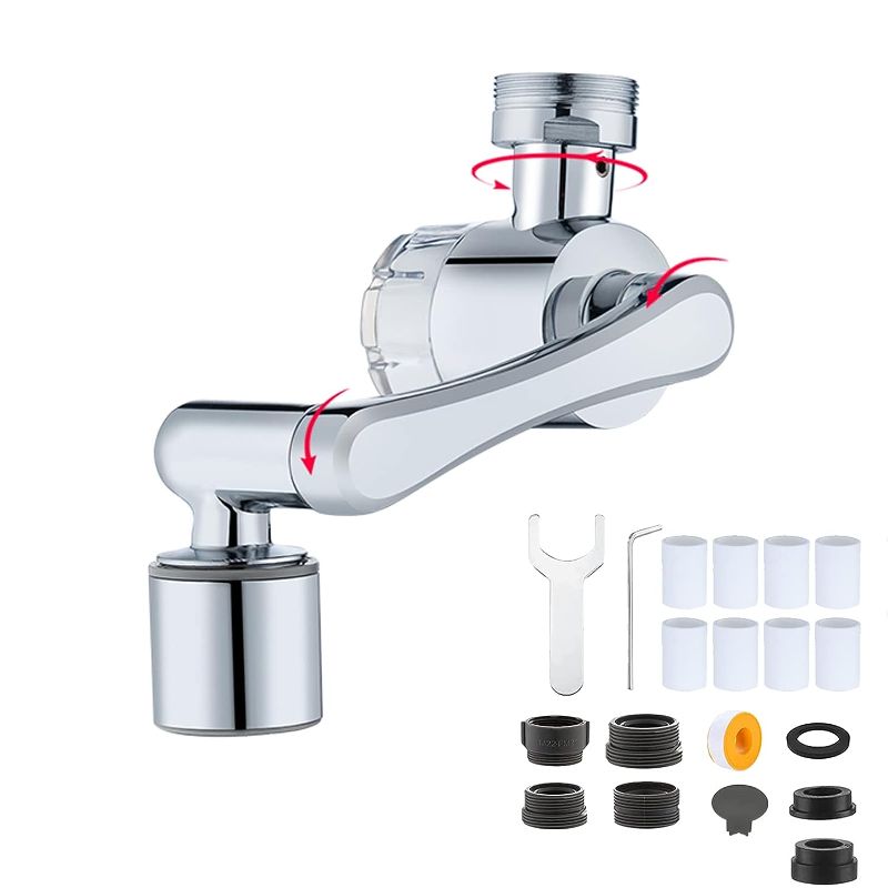 Photo 3 of 1080°Swivel Faucet Extender, Splash Filter Sink Faucet Aerator-Comes with 8 Replaceable Water Purifiers, Bathroom Sink Filter Faucet Extender for Bathroom for Face/Eye Wash, with 2 Water Outlet Modes.
