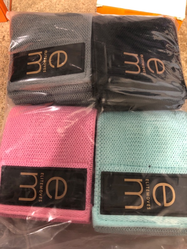 Photo 2 of [4 Pack] Elite Moves - 3 Varied Tensions / Fabric Resistance Bands for Butt and Legs - Women & Men / Versatile Fabric Work Out Bands / Leg Resistance Bands for All Body Types