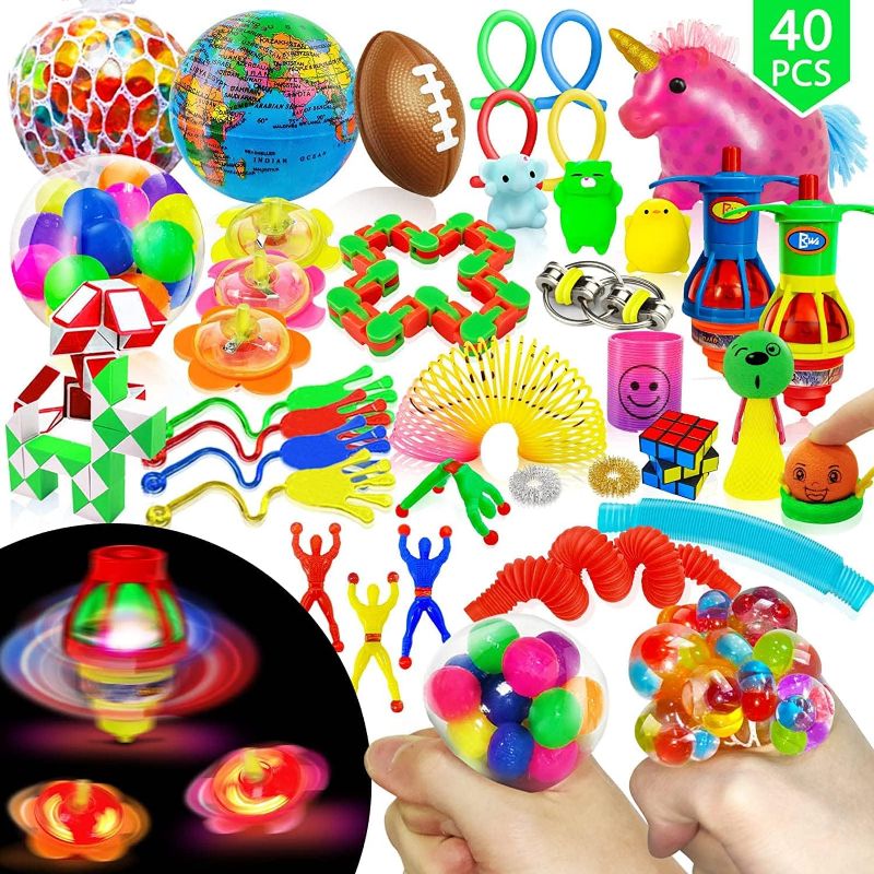 Photo 1 of AMENON 40 Pack Sensory Fidget Easter Gifts for Kids Teens, 20 Styles Stress Relief Toys Squishy Stress Ball Pop Tube Light up Toys for Easter Basket Stuffers Party Favor Goodie Bag Fillers