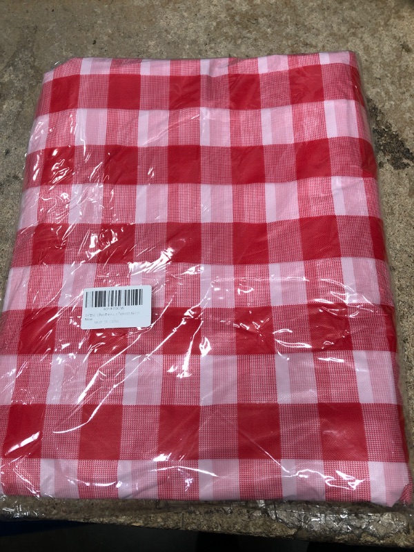 Photo 2 of 10 Pack 84 inch Round Plastic Tablecloth, Checkered BBQ Tablecloth,Red & White Gingham Plastic Tablecloth.