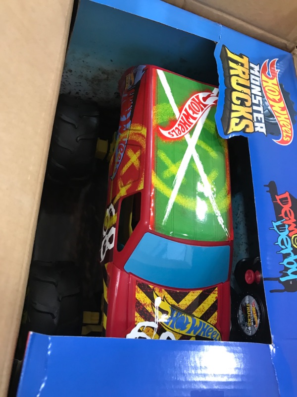 Photo 2 of ?Hot Wheels RC Monster Trucks 1:15 Scale HW Demo Derby, 1 Remote-Control Toy Truck with Terrain Action Tires, Toy for Kids 4 Years Old & Older HW DEMO DERBY RC