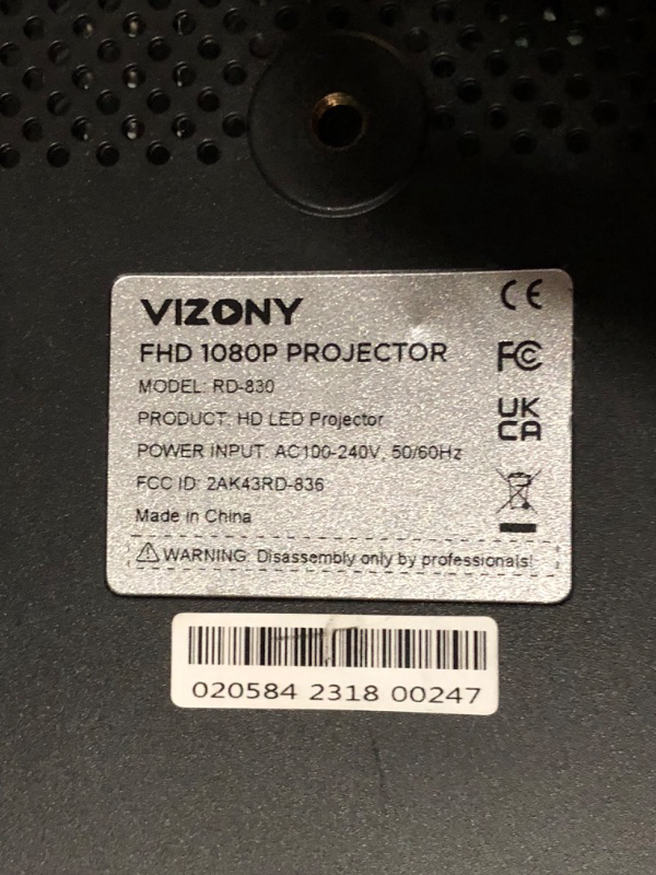 Photo 4 of **FOR PARTS ONLY, USED, MISSING POWER CORD** MISSING POWER CORD AND REMOTE* VIZONY FHD 1080P Projector 4K Support, 800ANSI 5G WiFi Bluetooth Projector