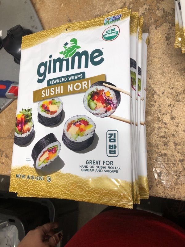 Photo 2 of 11 PACK gimMe Organic Roasted Seaweed - Restaurant-style Sushi Nori Sheets - 0.81 Ounce #2 - Sushi Nori - 9 Sheets 0.81 Ounce (Pack of 11)