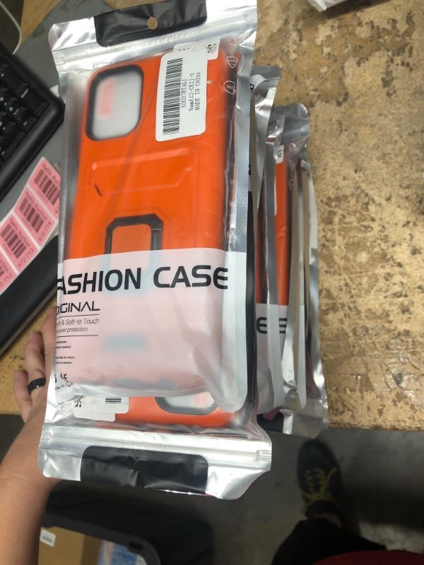 Photo 1 of 13 PACK Puhewu Samsung Galaxy A12 Case with Screen Protector, Galaxy A12 Case with Magnetic Ring Car Mount Kickstand, Samsung A12 Case with Card Slot Orange/Black