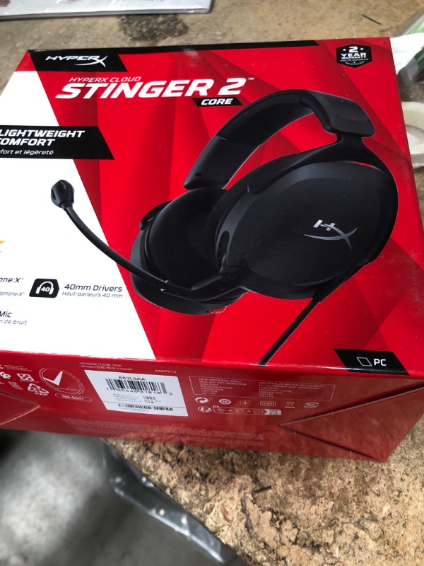 Photo 2 of HyperX Cloud Stinger 2 Core – PC Gaming Headset, Lightweight Over-Ear Headset with mic, Swivel-to-Mute mic Function, DTS Headphone:X Spatial Audio, 40mm Drivers,Black Black/Red Wired