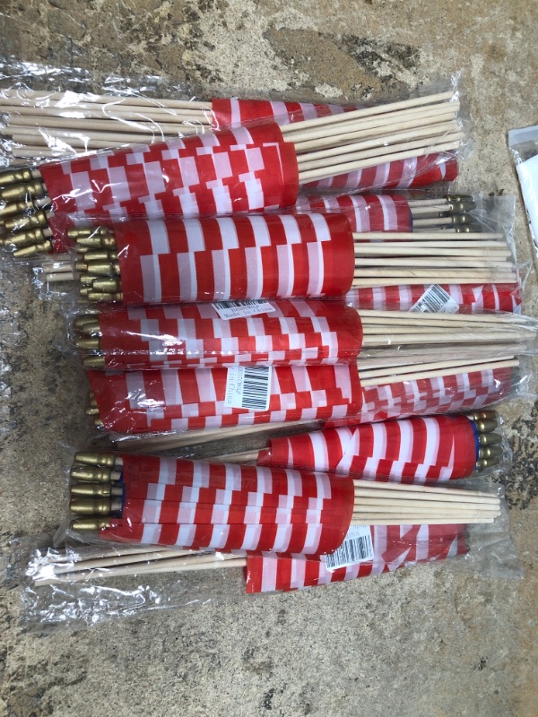 Photo 2 of 11 PACKS YINGWB USA 5''x8'' Wooden Stick Flag, 12 Pack Small American Flags on Stick, Mini Flag with Safety Golden Spear Top for July 4th Decoration, Veteran Party, Grave Marker, Memorial Day Etc