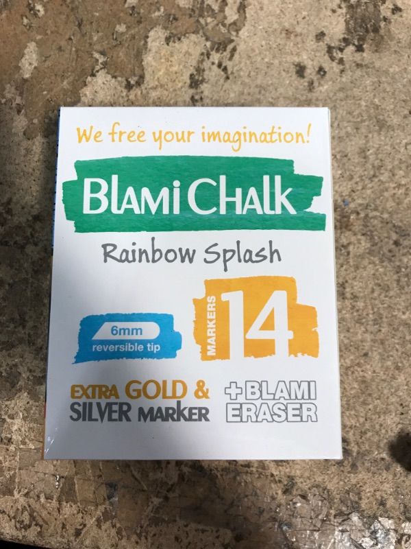 Photo 2 of Blami Arts Liquid Chalk Markers Washable -14 Ink Pens & Extra Gold and Silver Colors - Chalkboard Labels Pack Included Non Toxic - Reversible Tips and Erasing Sponge Included 14 Set Multi-Colors