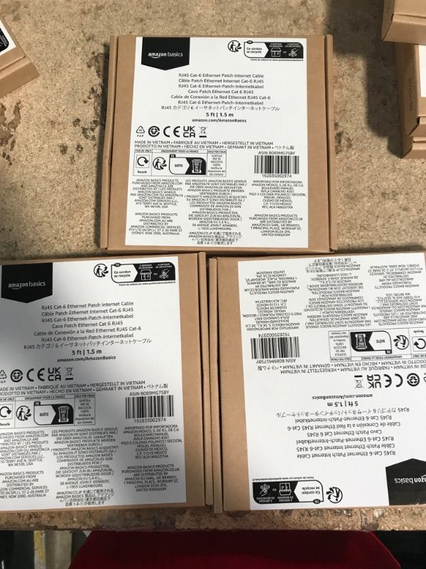 Photo 1 of BUnlde of 3
Amazon Basics RJ45 Cat-6 Gigabit Ethernet Patch Internet Cable - 5 Foot 5 Feet 1-Pack Cable