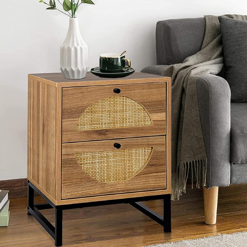 Photo 1 of 
Recaceik Ratten NightStand, Natural End/Bedside Table