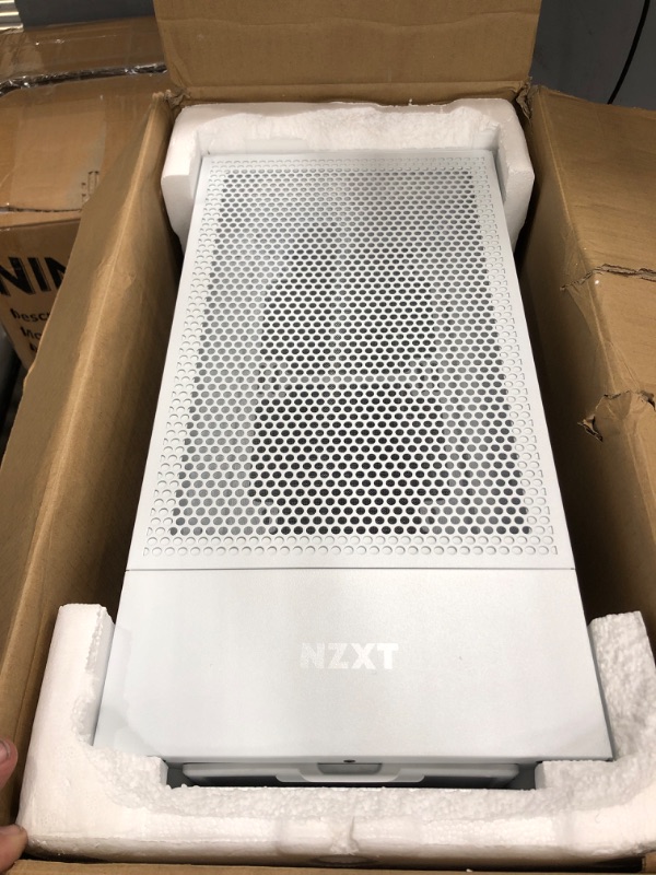 Photo 1 of NZXT H5 Flow Compact ATX Mid-Tower PC Gaming Case – High Airflow Perforated Front Panel – Tempered Glass Side Panel – Cable Management – 2 x 120mm Fans Included – 280mm Radiator Support – White White H5 Flow Non i-Series Case