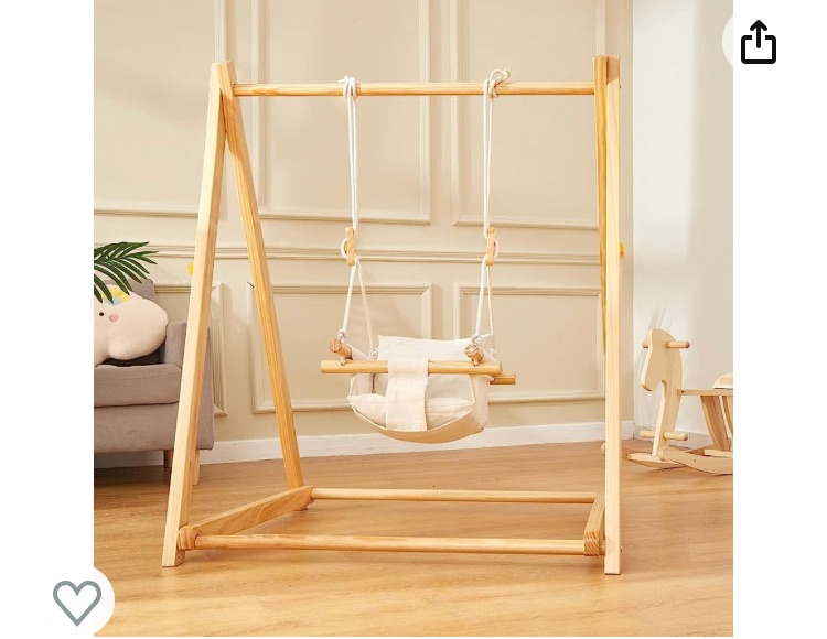 Photo 1 of FUNLIO Wooden Toddler Swing Set with 4 Sandbags, Foldable Baby Swing Set with Durable Pine & Velcro, Portable Swing for Toddlers 6-36 Months, Kid Swing for Indoor/Outdoor/Backyard (Upgraded)