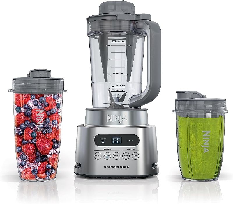 Photo 1 of **NOT FUNCTIONAL**Ninja SS151 TWISTi Blender DUO, High-Speed 1600 WP Smoothie Maker & Nutrient Extractor* 5 Functions Smoothie, Spreads & More, smartTORQUE, 34-oz. Pitcher & (2) To-Go Cups, Gray
