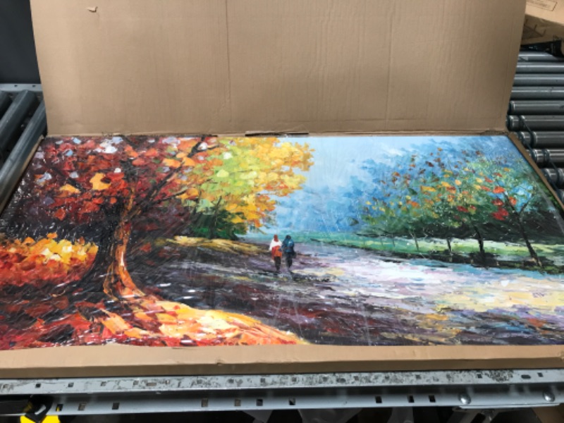 Photo 1 of Autum painting has minor rip on side 