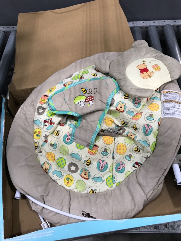 Photo 2 of Bright Starts Winnie the Pooh Dots & Hunny Pots Baby Bouncer with Vibrating Infant Seat, Music & 3 Playtime Toys, 23x19x23 Inch