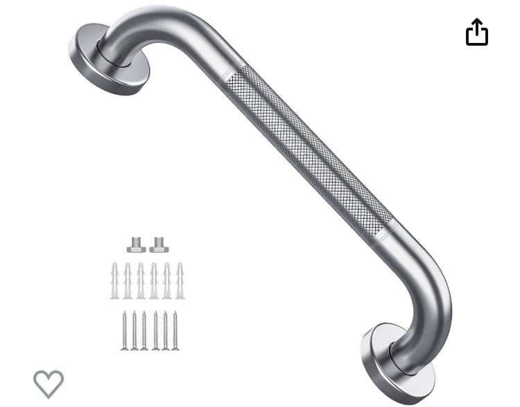 Photo 1 of 12 Inch Anti Slip Shower Grab Bar, Munzong Stainless Steel Bathroom Grab Bar, Satin Brushed Nickel Knurled Bathroom Balance Bar,Safety Hand Rail Support Handicap Elderly Senior Assist Bath Handle