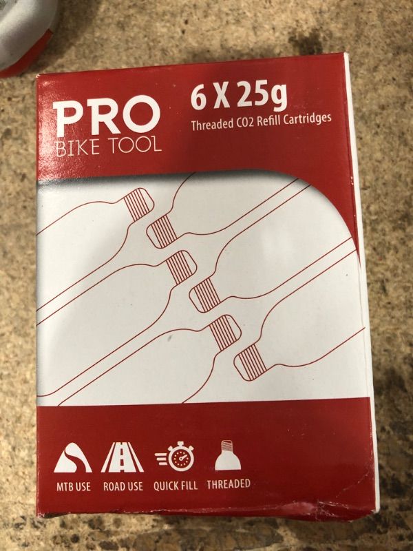 Photo 3 of 25g Threaded CO2 Cartridges 6 Pack- for CO2 Bike Tire Inflators with Threaded Connection - Quick Air Refill for High Volume Bicycle Tires - Cartridge
