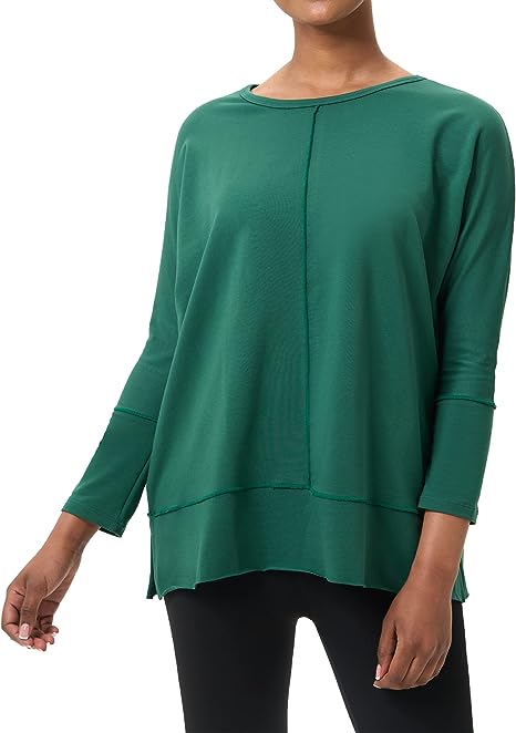 Photo 1 of MCEDAR Women Casual Crewneck Pullover Sweatshirt Perfect Length Dolman Tops Stylish Side Split 3/4 Sleeve Shirts Plus Size