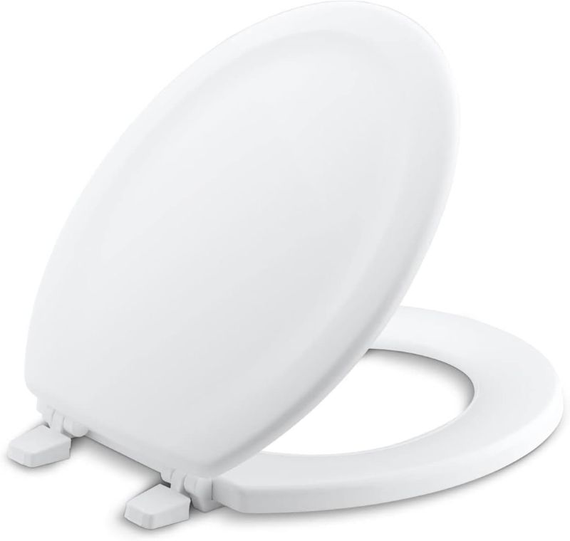 Photo 1 of 
KOHLER 4648-0 Stonewood Toilet Seat Round,Wood Toilet Seat, Round Toilet Seats for Standard Toilets, Toilet Lid with Color-Matched Plastic Hinges, White
Color:White
