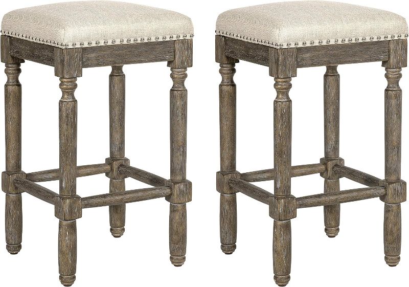 Photo 1 of 
Ball & Cast Counter Height Stool Upholstered Counter Bar Stools Weathered Grey Finish 26" H, Taupe Fabric 2-Pack
Color:Brushed Grey&taupe-26" 2pack