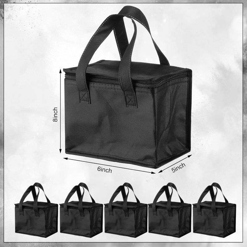 Photo 4 of 24 Packs Insulated Lunch Bags Bulk Cooler Insulated Grocery Bags Reusable Thermal Lunch Tote Bag Beverage Bag for Men Women Office Work Picnic Beach (Black)