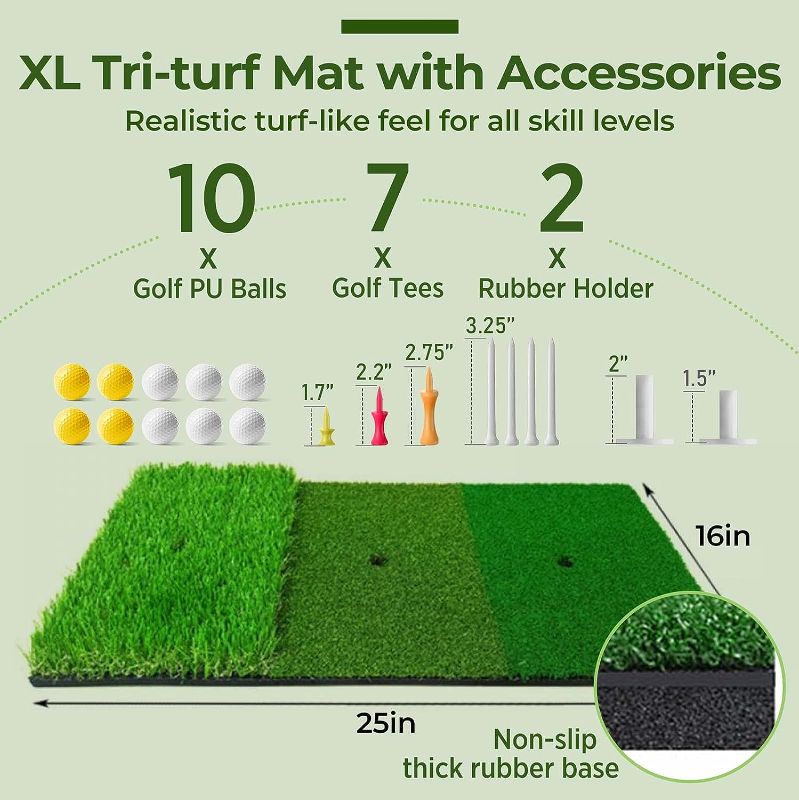 Photo 1 of 
Golfguru Golf Net, 10x7ft All in 1 Golf Practice Net with XL Tri-Turf Golf Mat, Impact Target, 10 Golf Balls, 7 Golf Tees, 2 Rubber Golf Tees, Carry Bag,...