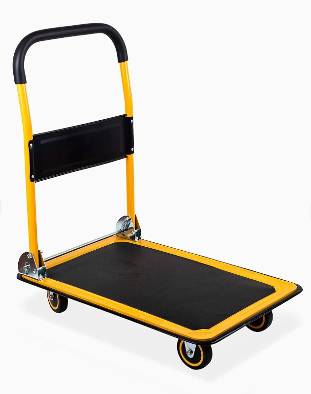 Photo 1 of 
MaxWorks 80876- Foldable Platform Truck Push Dolly 330 lb. Weight Capacity Black and Yellow 28.75" x 18.75" x 33"
Size:28.75" x 18.75" x 33"
