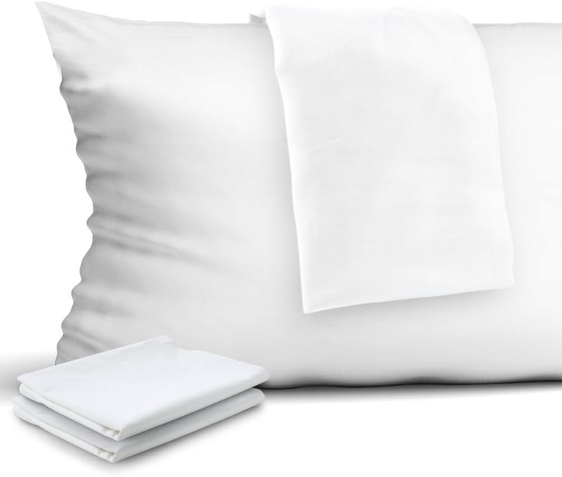 Photo 1 of 
4-Pack Zippered Pillow Protectors, Premium 400 Thread Count 100% Egyptian Cotton White Zippered Pillowcases Pillow Covers, Standard